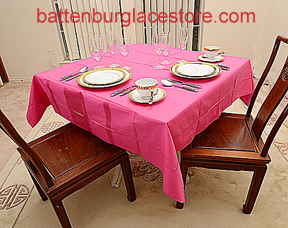 Square Tablecloth.RASPBERRY SORBET color.54 inches square - Click Image to Close